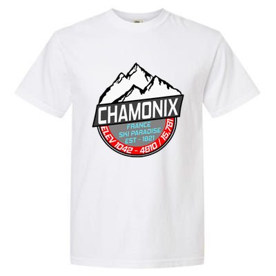 Ski Chamonix Mont Blanc France Skiing Paradise Garment-Dyed Heavyweight T-Shirt