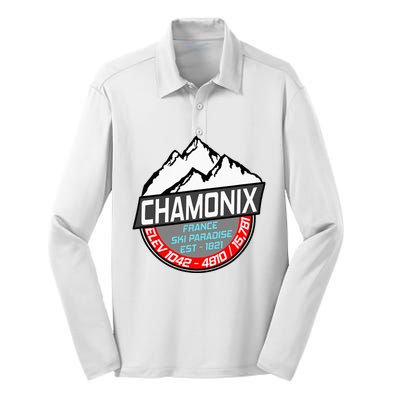 Ski Chamonix Mont Blanc France Skiing Paradise Silk Touch Performance Long Sleeve Polo