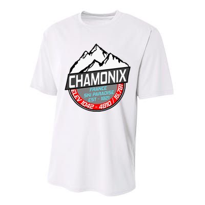 Ski Chamonix Mont Blanc France Skiing Paradise Performance Sprint T-Shirt