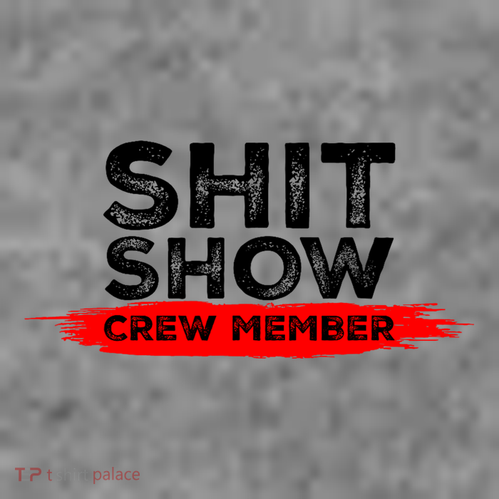 Show Crew Member Funny Text Red Black 7-Panel Snapback Hat