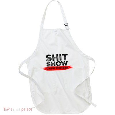 Show Crew Member Funny Text Red Black Full-Length Apron With Pockets