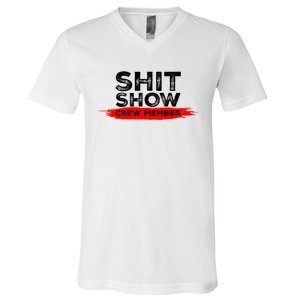 Show Crew Member Funny Text Red Black V-Neck T-Shirt