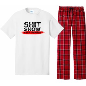 Show Crew Member Funny Text Red Black Pajama Set