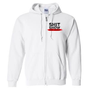 Show Crew Member Funny Text Red Black Full Zip Hoodie