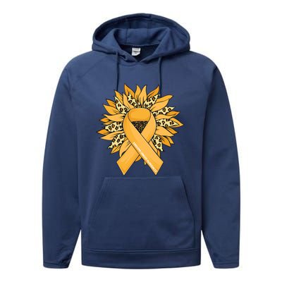 Sarcoma Cancer Meaningful Gift Sunflower Sarcoma Cancer Awareness Gift Performance Fleece Hoodie