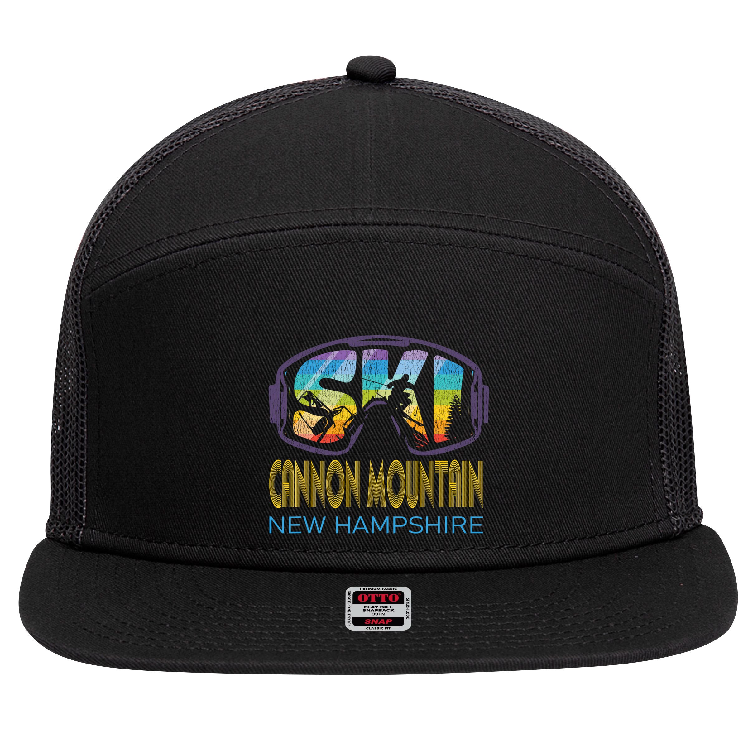 Ski Cannon Mountain New Hampshire Skiing Vacation 7 Panel Mesh Trucker Snapback Hat
