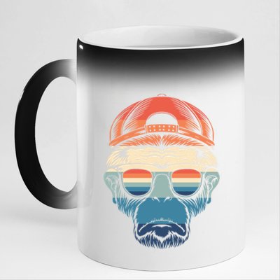 Simple Colorful Monkey With Glasses Funny Meme Cool Gift 11oz Black Color Changing Mug