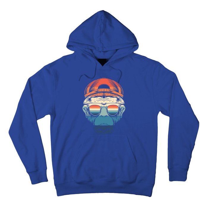 Simple Colorful Monkey With Glasses Funny Meme Cool Gift Hoodie