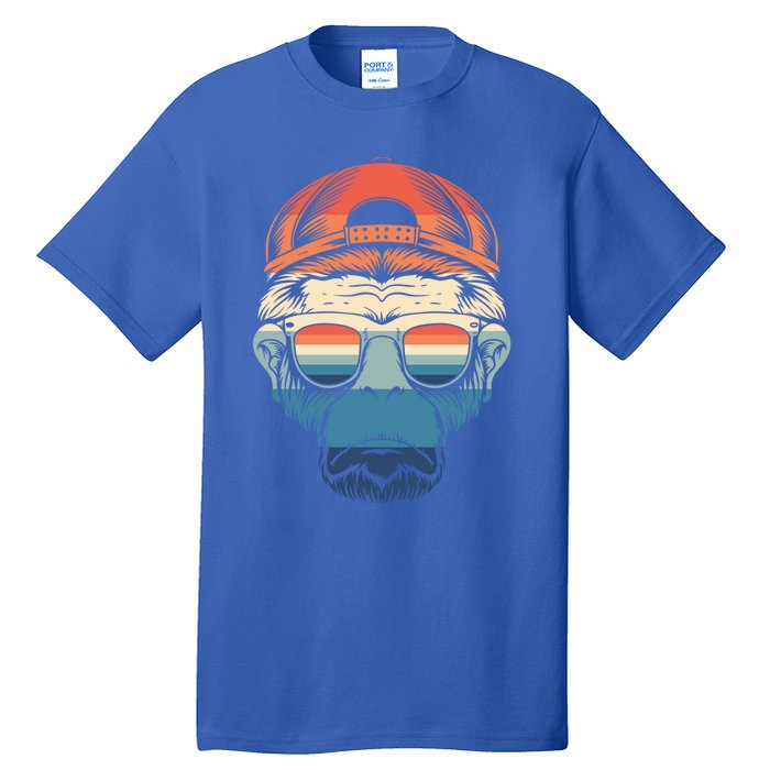 Simple Colorful Monkey With Glasses Funny Meme Cool Gift Tall T-Shirt