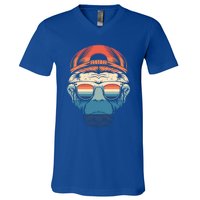 Simple Colorful Monkey With Glasses Funny Meme Cool Gift V-Neck T-Shirt