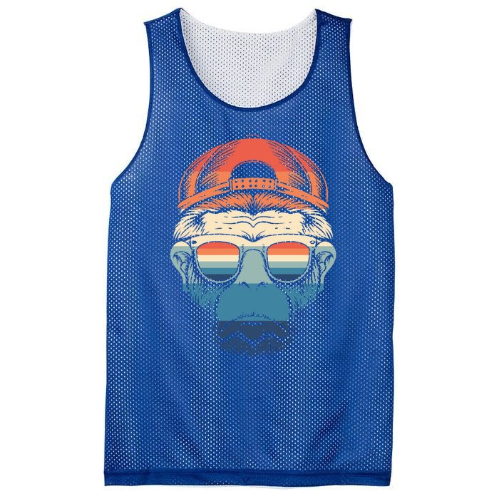 Simple Colorful Monkey With Glasses Funny Meme Cool Gift Mesh Reversible Basketball Jersey Tank