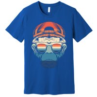 Simple Colorful Monkey With Glasses Funny Meme Cool Gift Premium T-Shirt