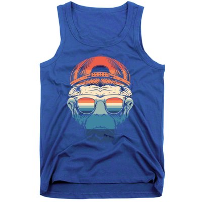 Simple Colorful Monkey With Glasses Funny Meme Cool Gift Tank Top