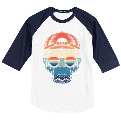 Simple Colorful Monkey With Glasses Funny Meme Cool Gift Baseball Sleeve Shirt