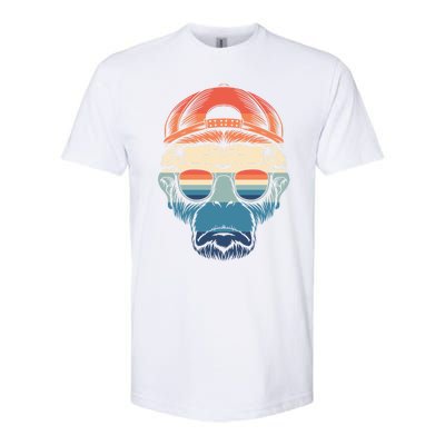 Simple Colorful Monkey With Glasses Funny Meme Cool Gift Softstyle CVC T-Shirt