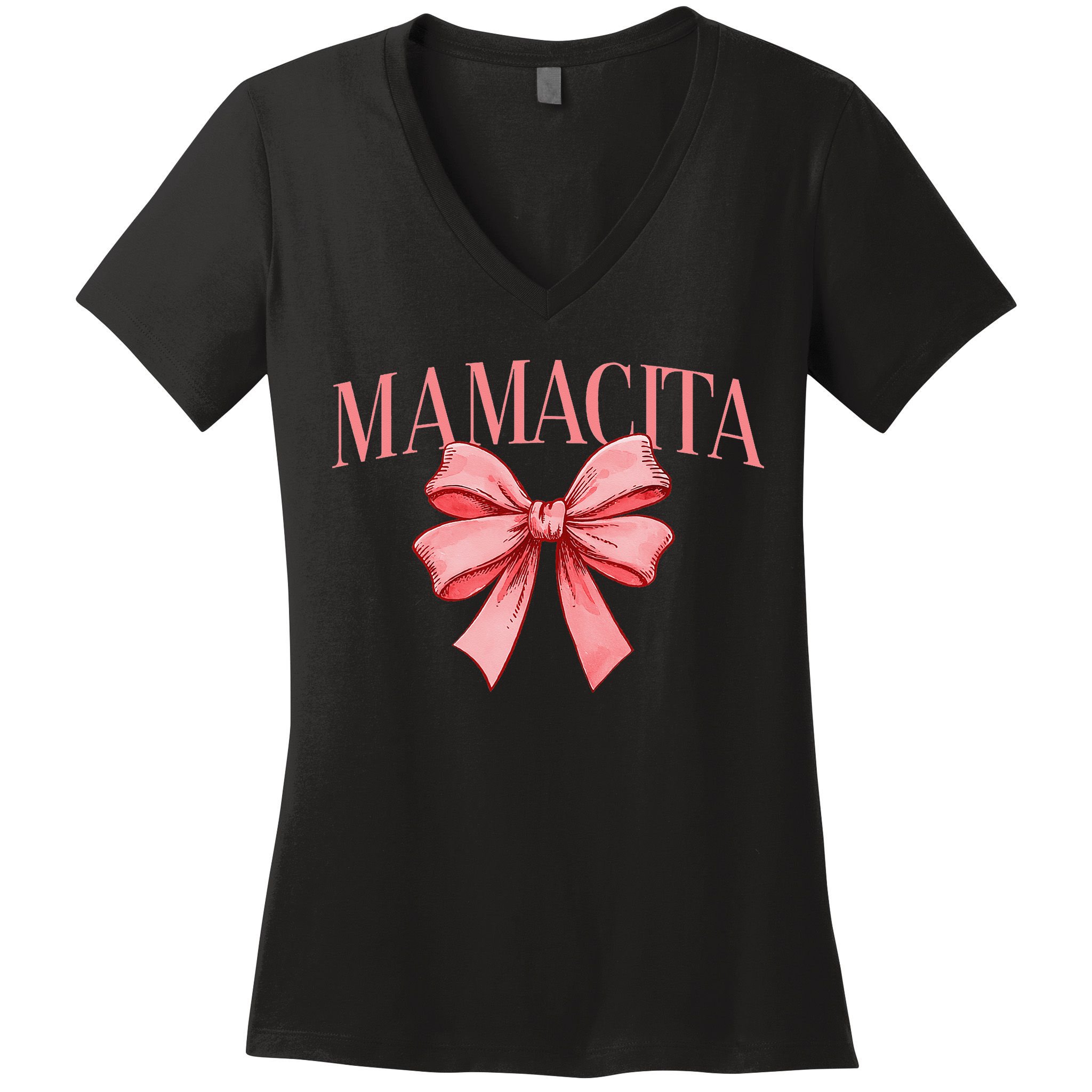 Spanish Compliment Mamacita Latino Hot Women Coquette Bow Women's V-Neck T-Shirt