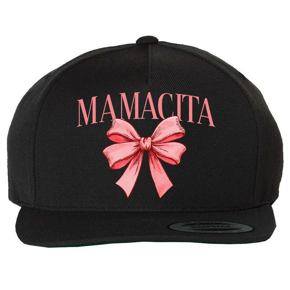 Spanish Compliment Mamacita Latino Hot Women Coquette Bow Wool Snapback Cap