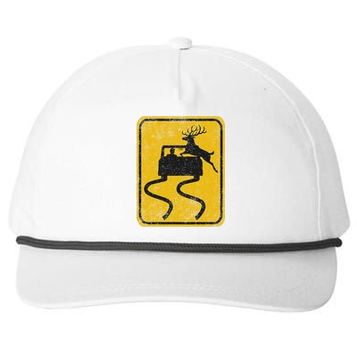 Swerving Car Meets Deer Crossing Vintage Snapback Five-Panel Rope Hat