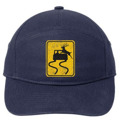 Swerving Car Meets Deer Crossing Vintage 7-Panel Snapback Hat