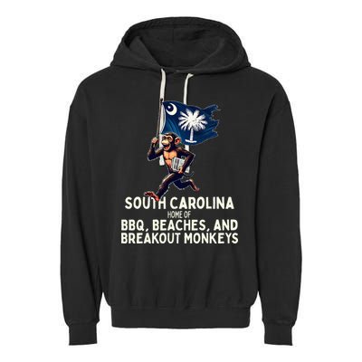 South Carolina Monkey Escape Funny Runaway Money Sc Garment-Dyed Fleece Hoodie