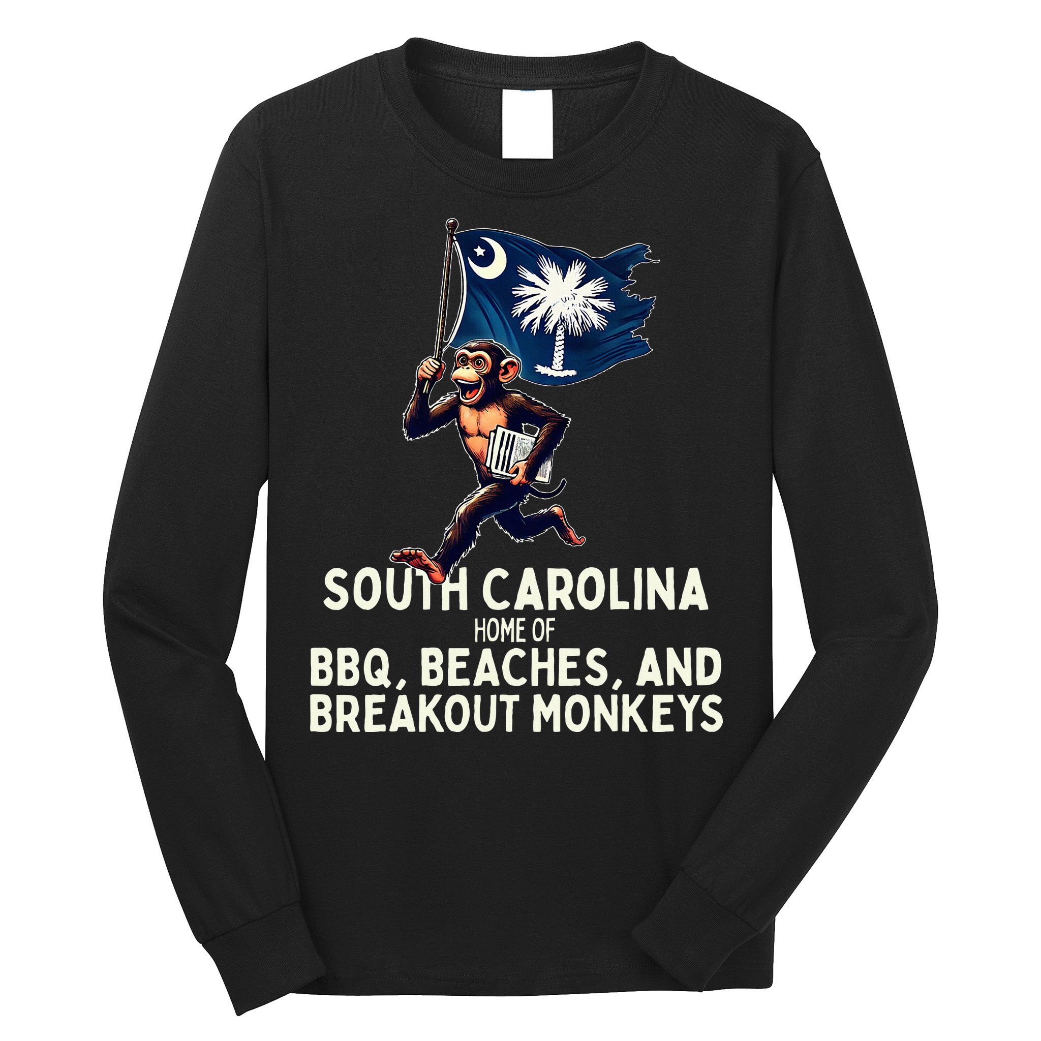 South Carolina Monkey Escape Funny Runaway Money Sc Long Sleeve Shirt