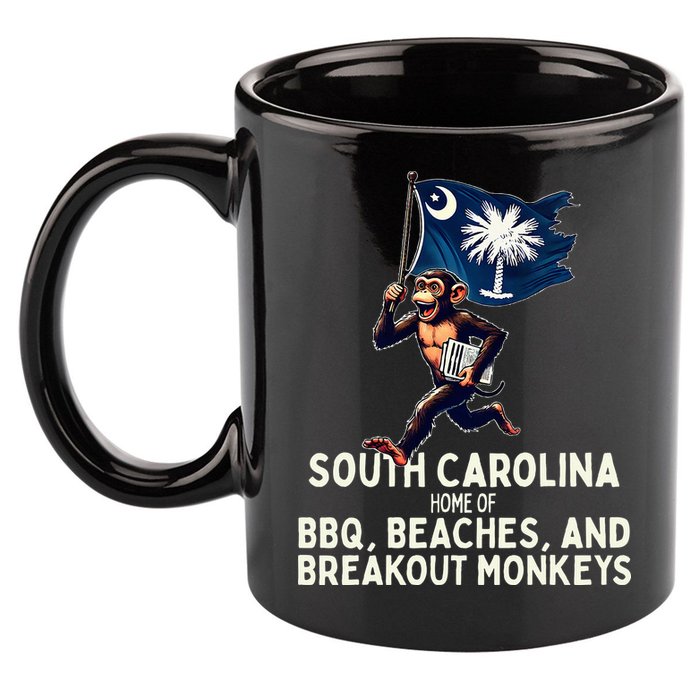 South Carolina Monkey Escape Funny Runaway Money Sc 11oz C Handle Ceramic Mug