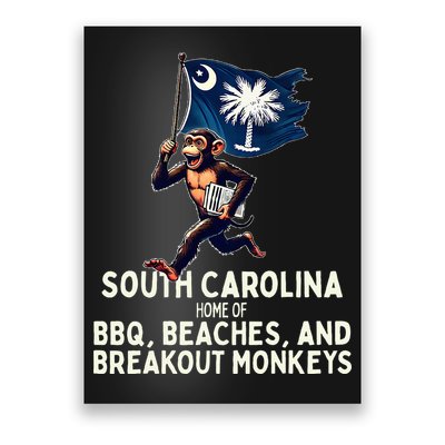 South Carolina Monkey Escape Funny Runaway Money Sc Poster