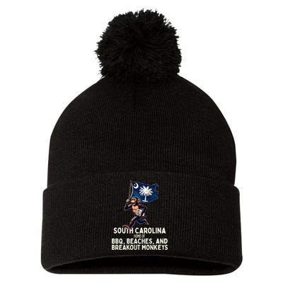 South Carolina Monkey Escape Funny Runaway Money Sc Pom Pom 12in Knit Beanie