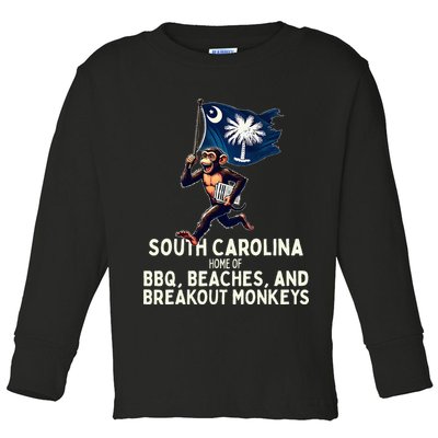 South Carolina Monkey Escape Funny Runaway Money Sc Toddler Long Sleeve Shirt