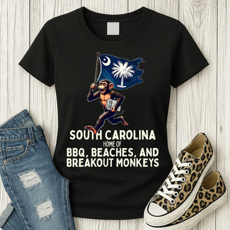 South Carolina Monkey Escape Funny Runaway Money Sc Womens T-Shirt