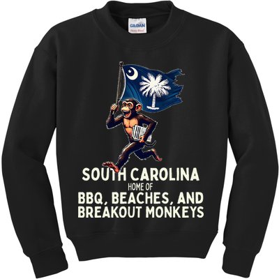South Carolina Monkey Escape Funny Runaway Money Sc Kids Sweatshirt