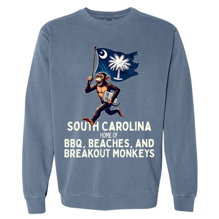 South Carolina Monkey Escape Funny Runaway Money Sc Garment-Dyed Sweatshirt