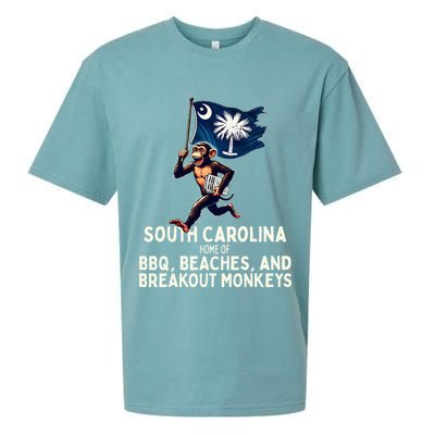 South Carolina Monkey Escape Funny Runaway Money Sc Sueded Cloud Jersey T-Shirt