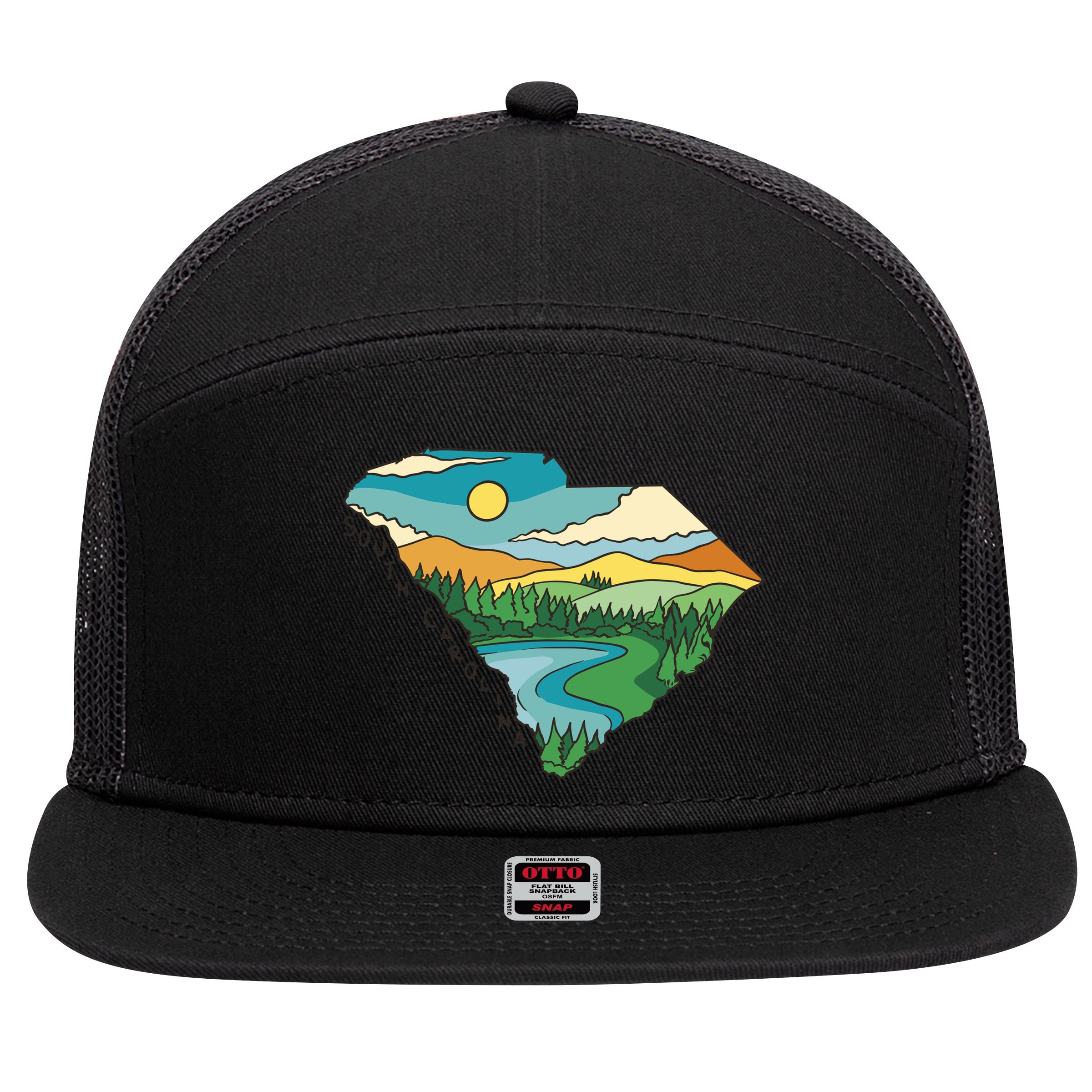 South Carolina Map 7 Panel Mesh Trucker Snapback Hat