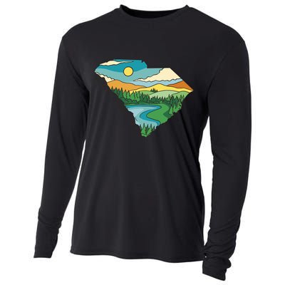 South Carolina Map Cooling Performance Long Sleeve Crew