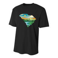 South Carolina Map Youth Performance Sprint T-Shirt