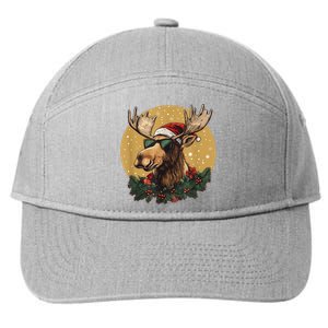 Sunglasses Christmas Moose Bringing The Holiday Vibes 7-Panel Snapback Hat