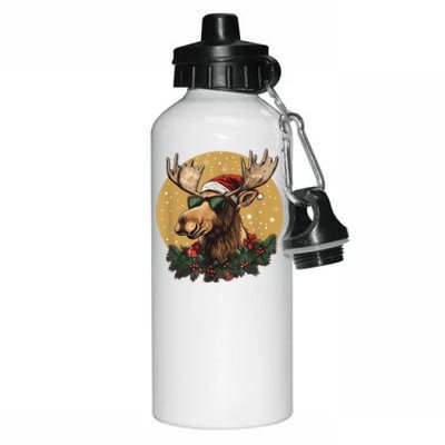 Sunglasses Christmas Moose Bringing The Holiday Vibes Aluminum Water Bottle