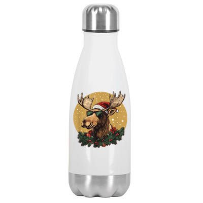 Sunglasses Christmas Moose Bringing The Holiday Vibes Stainless Steel Insulated Water Bottle