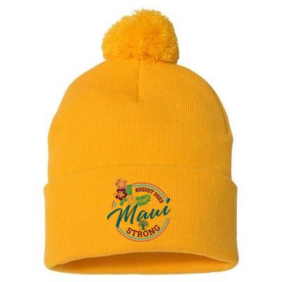 Supportive Colorful Maui Strong Lahaina Banyan Tree Pom Pom 12in Knit Beanie