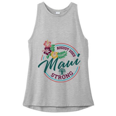 Supportive Colorful Maui Strong Lahaina Banyan Tree Ladies PosiCharge Tri-Blend Wicking Tank