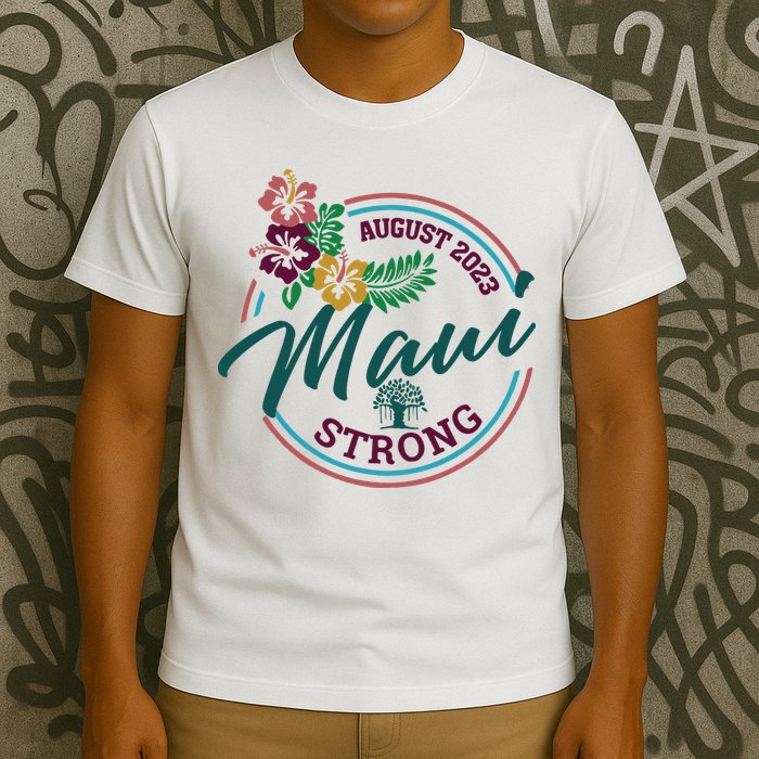 Supportive Colorful Maui Strong Lahaina Banyan Tree T-Shirt