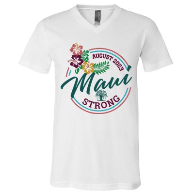 Supportive Colorful Maui Strong Lahaina Banyan Tree V-Neck T-Shirt