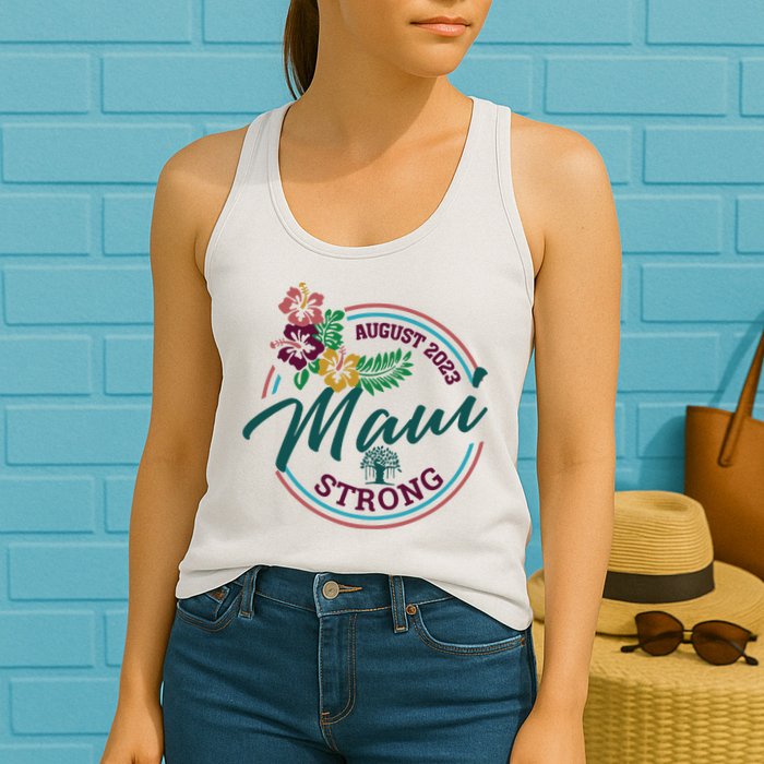 Supportive Colorful Maui Strong Lahaina Banyan Tree Womens Tank Top