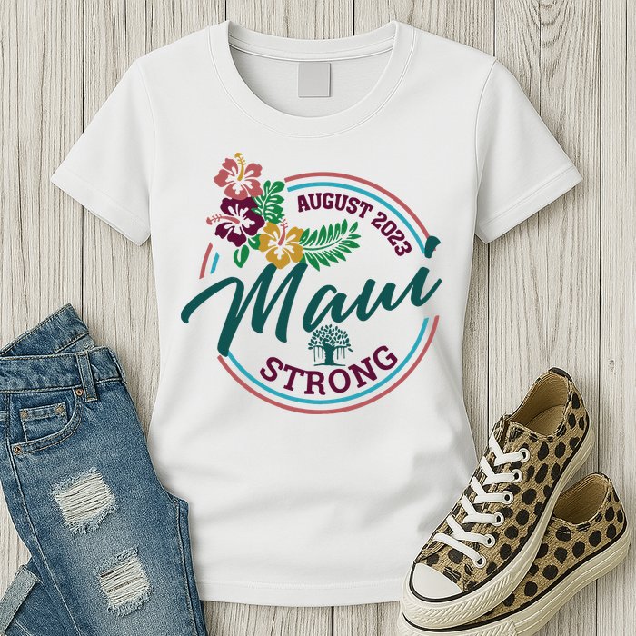 Supportive Colorful Maui Strong Lahaina Banyan Tree Womens T-Shirt