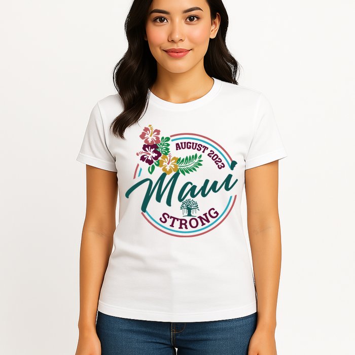 Supportive Colorful Maui Strong Lahaina Banyan Tree Womens T-Shirt