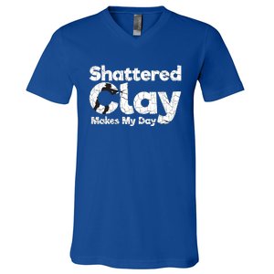 Shattered Clay Makes My Day Shooting Archery Gift V-Neck T-Shirt