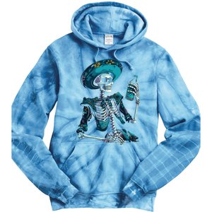 Skeleton Charro Mexican Skull Tequila Long Sleeve Tie Dye Hoodie