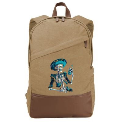 Skeleton Charro Mexican Skull Tequila Long Sleeve Cotton Canvas Backpack