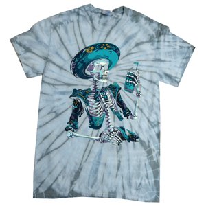 Skeleton Charro Mexican Skull Tequila Long Sleeve Tie-Dye T-Shirt